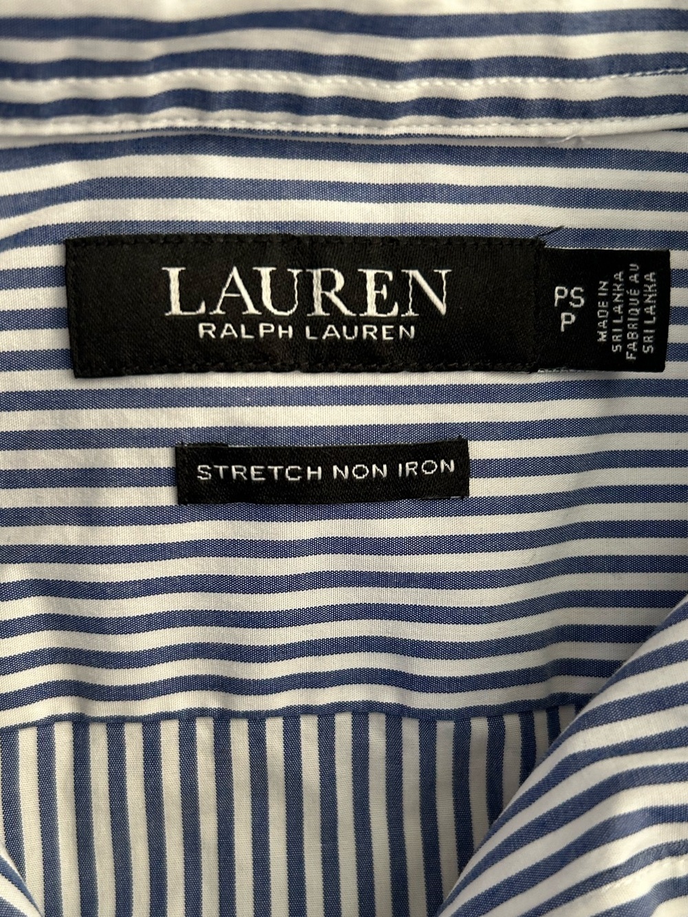 Lauren Ralph Lauren Non-Iron Blue White Striped Stretch Button Down Cotton Shirt - Picture 8 of 13